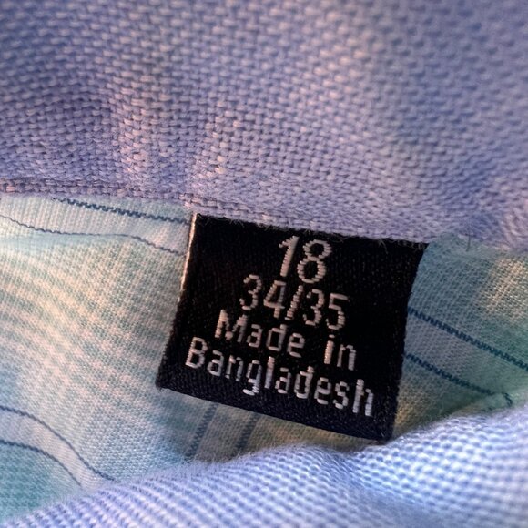 Nautica Classic Fit Plaid Button Up Shirt 18 34/35 Green/Blue Long Sleeve - Picture 4 of 4